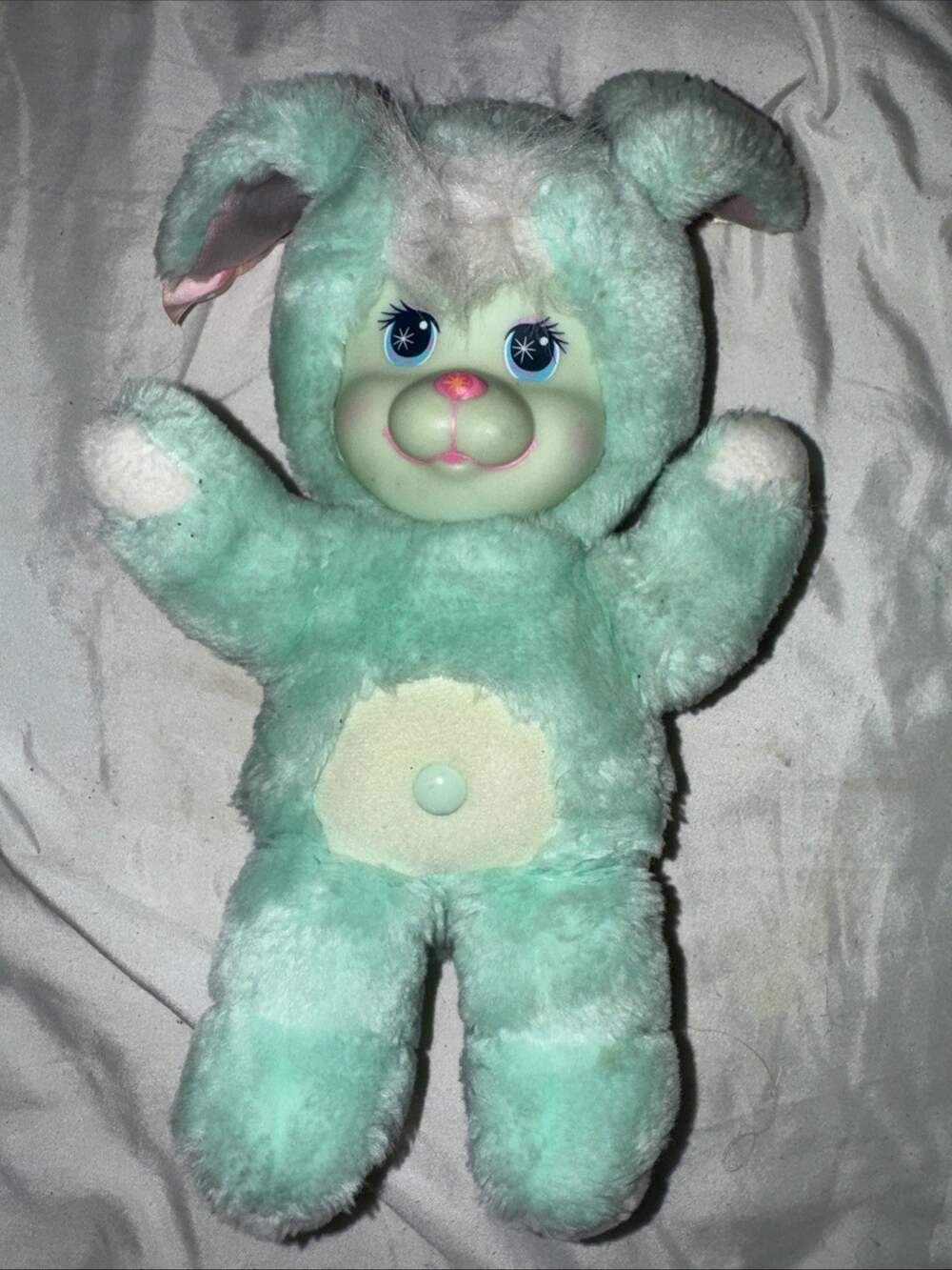 Vintage 1990 Mattel Magic Nursery Pets Plush Puppy Green Rubber Face